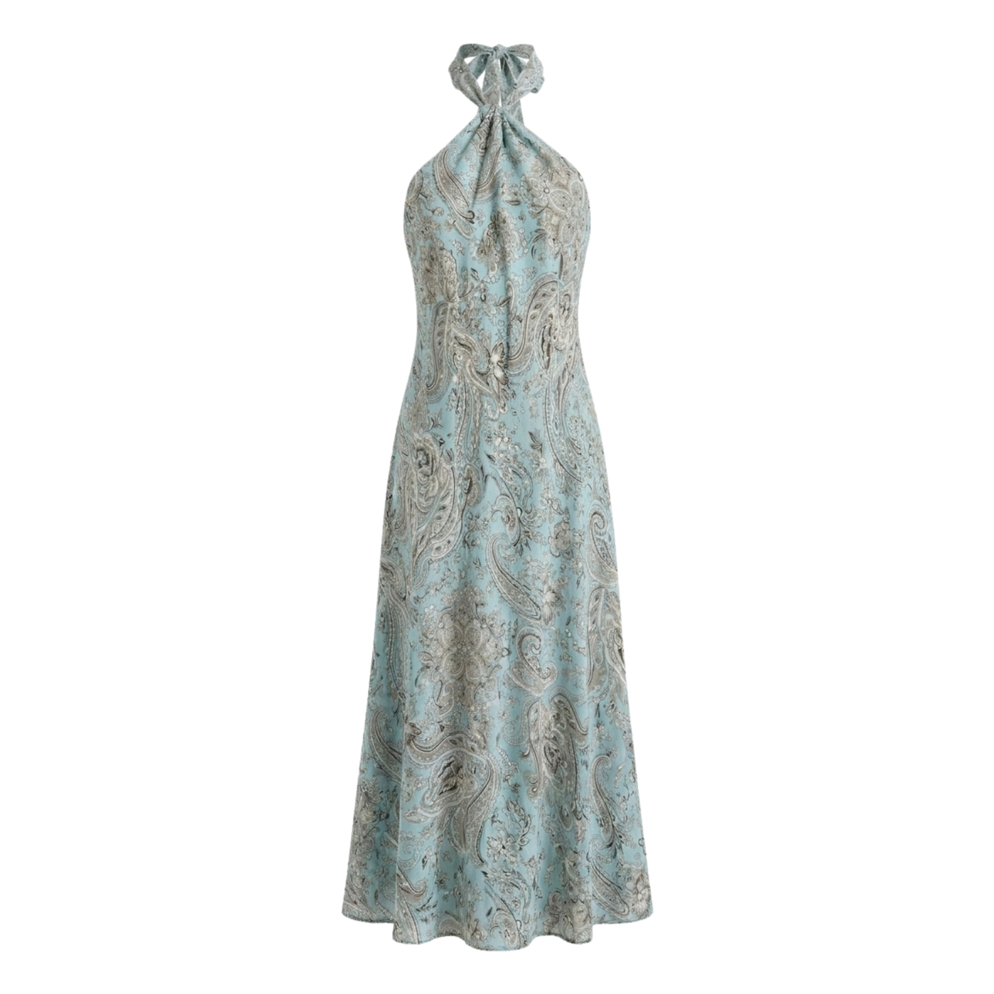 Silk Paisley Print Halter Dress
