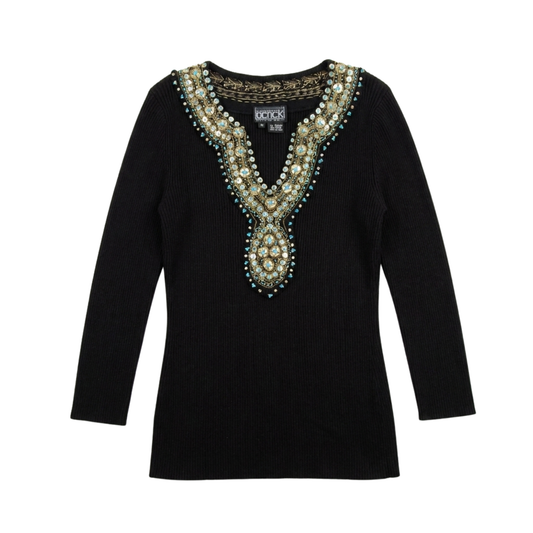 Vintage Black Beaded Top
