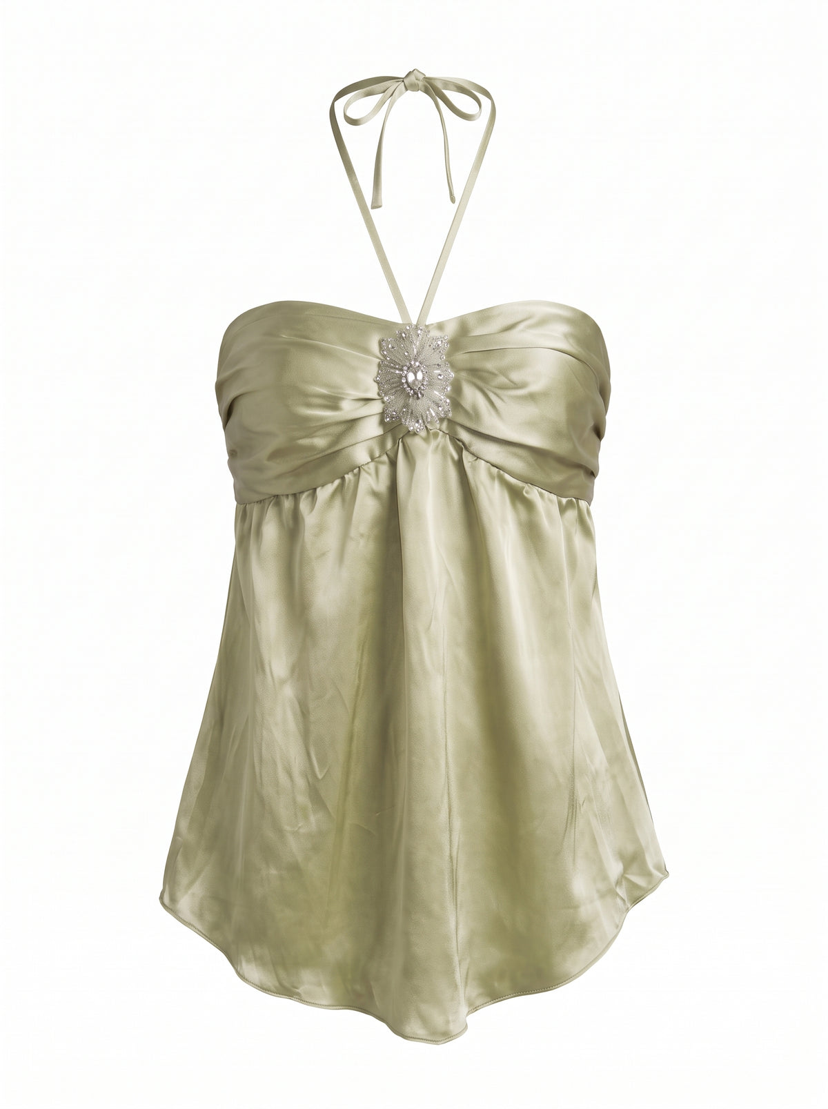 Early 2000s Satin Embellished Halter Top