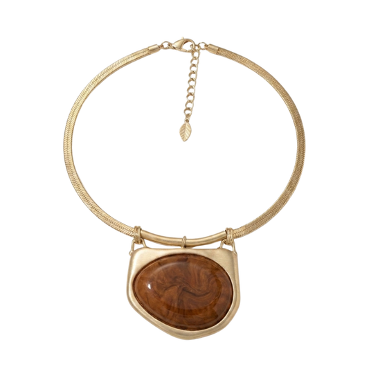 Orangish Brown Gemstone Collar Necklace